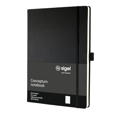 Image of SIGEL CO108 Premium Notebook dotted, A4, hardcover, Black Conceptum