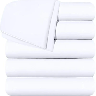 Image of Utopia Bedding Flat Sheets Pack of 6 Soft Brushed Microfiber Fabric Shrinkage &amp; Fade Resistant Top Easy Care (Queen, White)