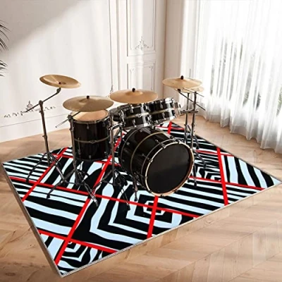 Image of Drum Rug Mat Soundproof Rugs Non Slip Blanket For Electronic Jazz Kit Bass Snare And Other Musical Instrument Rectangle Carpet 200 x 160 cm (Thicken)