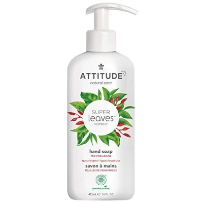 Image of ATTITUDE Liquid Hand Soap, EWG Verified, Plant and Mineral Based, Vegan Personal Care Products, Vine Leaves Pomegranate, 473 mL
