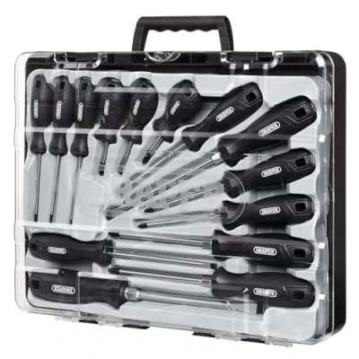 Image of Draper 14pc Hard Grip Screwdriver Set 13587 Magnetic Tips, CRV Blades