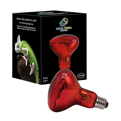 Image of Aqua Terra Lighting 150w Infrared Basking Heat Lamp for Reptiles, Amphibians and Invertebrates R95 Spotlight Bulb with E27 Standard Screw Base Suitable Vivarium Heating