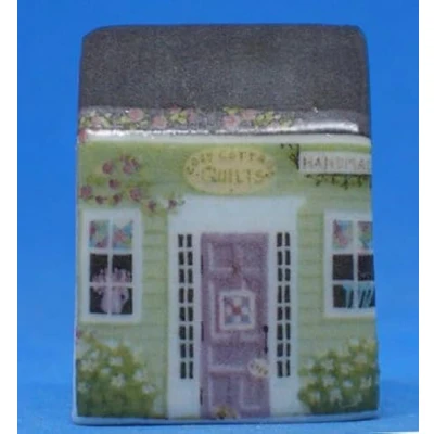 Image of China Collectible Thimble Miniature House Cottage Quilts