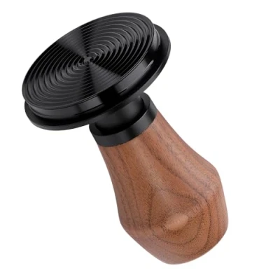 Image of Normcore 53.3mm Espresso Coffee Tamper V4 Spring Loaded With Titanium PVD Coating Ripple Base 15lb / 25lb 30lbs Replacement Springs, Genuine American Walnut Handle