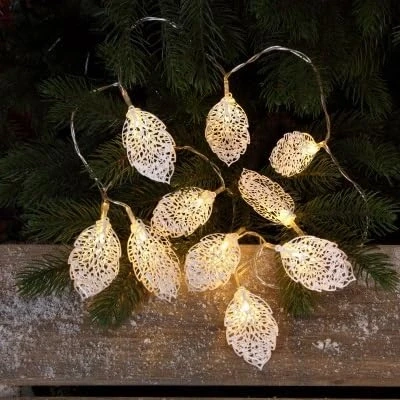 Image of Noma Metal Leaf Light Chain with 10 LED&#039;s (Pack of 1)