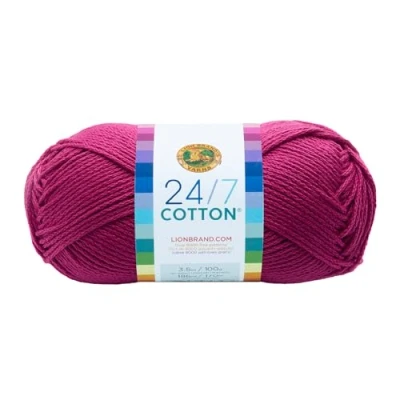 Image of Lion Brand Yarn Company Cotton Yarn, 100 Percent Cotton, Rose,15.24x6.35x6.35 cm