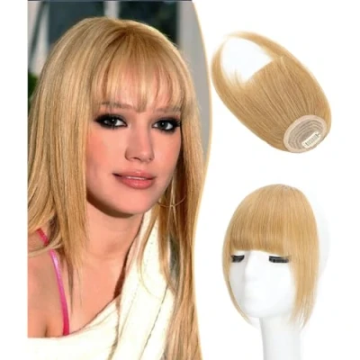 Image of DYbeautyhair Clip in Fringe Bangs 100% Human Hair Extensions Air With Temples Hairpieces Curved For Women Daily Wear (Ash Blonde, French Bangs)