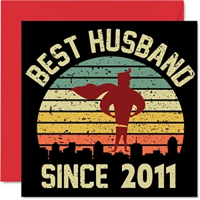 Image of 13th Anniversary Card for Husband from Wife Best Since 2011 I Love You Gifts, Happy Wedding Cards Partner, 145mm x Greeting Thirteenth Anniversaries