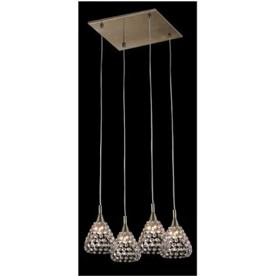 Image of Simone 4 Light Antique Brass Ceiling Square Pendant Cluster