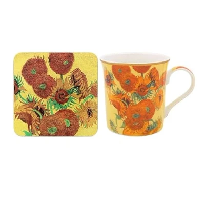 Image of Lesser &amp; Pavey Van Gogh Mug Coaster Ceramic for Home or Work Premium Design Set All Occasions Lovely Vincent