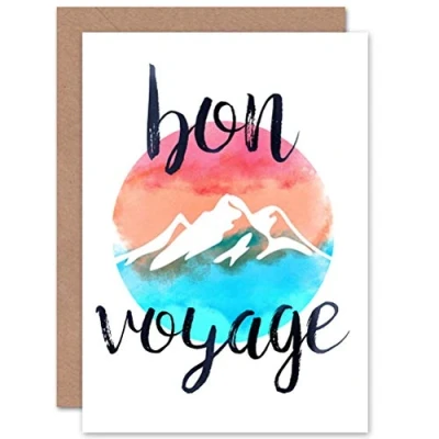 Image of Wee Blue Coo Greeting Bon Voyage Mountain Peak Gift Sealed Card Plus Envelope Blank inside