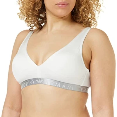 Image of Emporio Armani Underwear Women&#039;s Padded Bralette Iconic Microfiber Bra, White, L