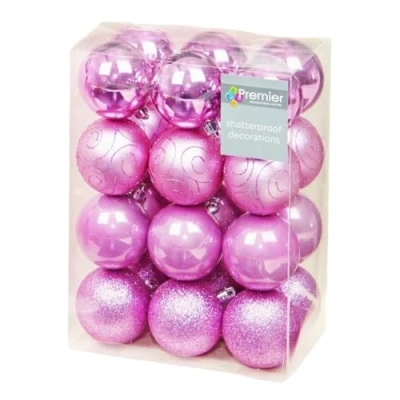 Image of New Premier Shatterproof Baubles 60mm Pink Pk24