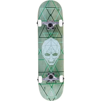 Image of Enuff Skateboards Geo Skull Complete Skateboard, Adult Unisex, Green (Green), 8&quot;