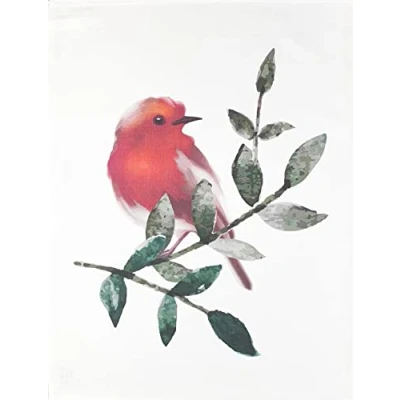 Image of Half a Donkey The Winter Robin Large Cotton Tea Towel