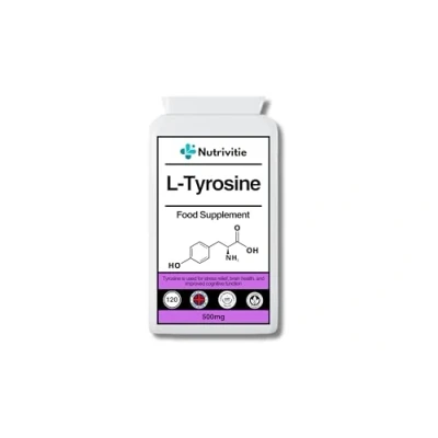Image of L Tyrosine 500mg 120 Capsules Cognitive Function &amp; Mood Support 4 Month Supply Supplement for Vegetarians Vegans Made in The UK by Nutrivitie