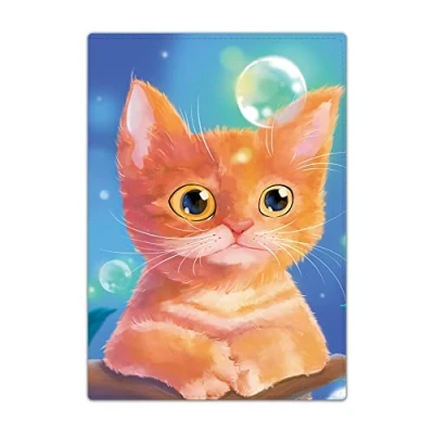 Image of Passport Holder Cover, PU Leather Travel Wallet Case Organiser for Passport, Business Cards, Credit Boarding Passes (Little Kitten)