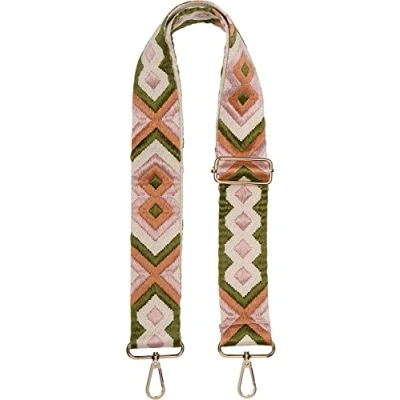 Image of styleBREAKER bag shoulder strap adjustable with colourful ethno pattern, changeable strap, carabiner, unisex 02013024, Colour:Camel Olive Beige Rose