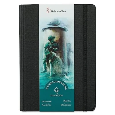 Image of Hahnemühle Watercolour Book 100% Cotton, 250 g/m², Matte, Surface Glued, 30 Sheets/60 Pages, (A5 Portrait Format)