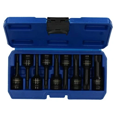 Image of 9pc Impacted Male Deep Spline Triple Square Socket Set 1/2&quot; Drive M5 M18