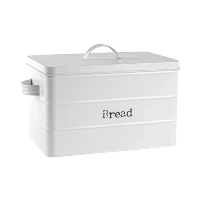 Image of White Vintage Metal Bread Bin By Harbour Housewares