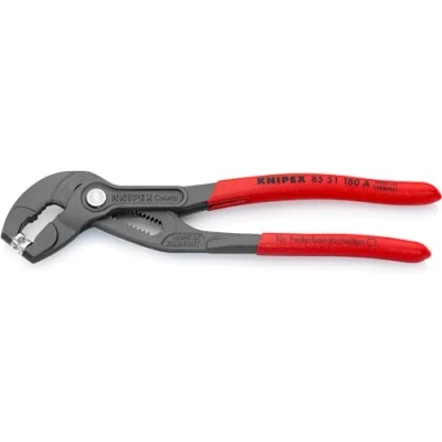 Image of Knipex Spring Hose Clamp Pliers grey atramentized, with non slip plastic coating 180 mm 85 51 A