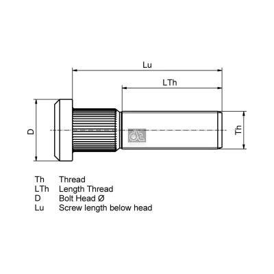 Image of 7420515518 Wheel Stud DT Spare Parts 2.65091 M22 x 1,5 110mm 10.9