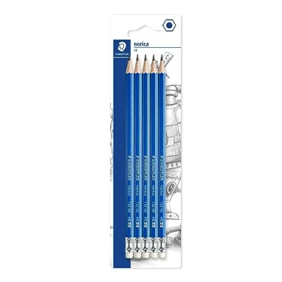 Image of STAEDTLER 132 46BK5D Norica Eraser Tipped Pencils (Pack of 5)