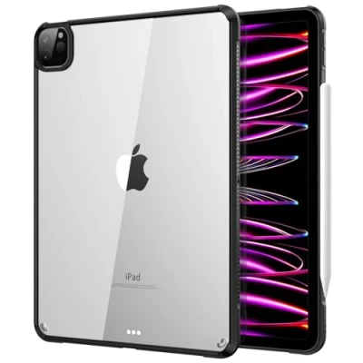 Image of TiMOVO for New iPad Pro 11 inch Case (2022/2021, 4th/3rd Generation), [Support Apple Pencil 2 Charging] Ultra Slim Shock Absorbant Flexible TPU Air Pillow Edge Protective Black