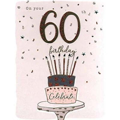 Image of On Your 60th Birthday Gigantic Greeting Card Embellished A4 Sized Cards AO012