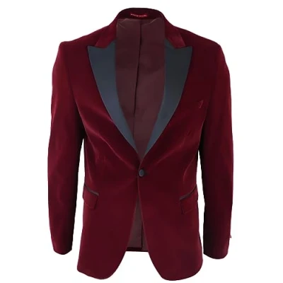Image of Mens Burgundy Velvet Dinner Tuxedo Suit Jacket Blazer