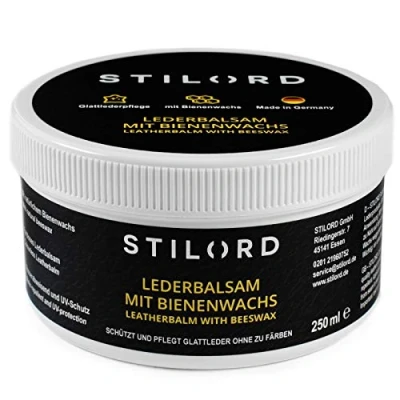 Image of STILORD Leather Balm with Beeswax Care for Protection and Impregnation of Natural Smooth Conditioner Cleaner Colourless, Size:250 ml