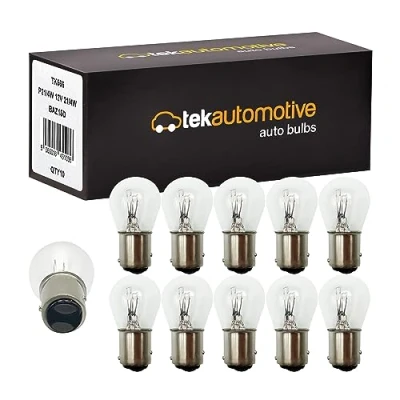 Image of Tek Automotive 566 P21/4W Car Bulbs Brake Light Bulb Fog Tail 12V 21/4W BAZ15D Off Set Pins Box of 10