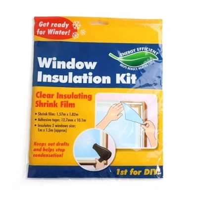 Image of DIVCHI Window Insulation Kit Clear Transparent Insulating Shrink Film with Adhesive Tape