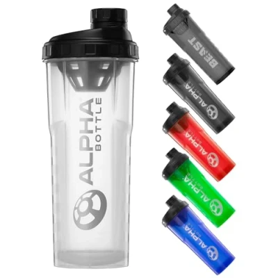 Image of Alpha Designs Protein Shaker Bottle 1000ml Gym Cup for Powder Shakes &amp; Sports Supplements Pre Workout Mixer BPA Free 1L Clear