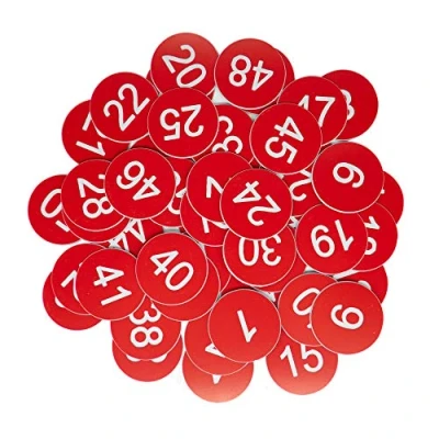 Image of Plastic Number Tags Engraved Numbered ID Key Without Hole (1 50, Red)