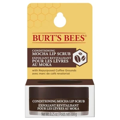 Image of Burt&#039;s Bees Conditioning Mocha Lip Scrub and Exfoliator, With coffee grounds &amp; Beeswax, to Exfoliate Nourish Lips, 7g