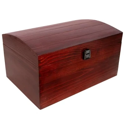 Image of Creative Deco Large Wooden Storage Box Burgundy with Lid 34.5 x 25 19.2 cm Wood Keepsake Treasure Chest Trunk Perfect Memory for Art &amp; Craft or as an Easter Gift