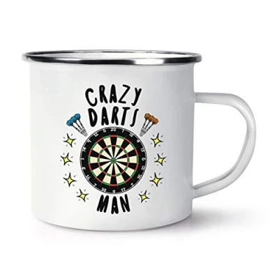 Image of Crazy Darts Man Stars Retro Enamel Mug Cup