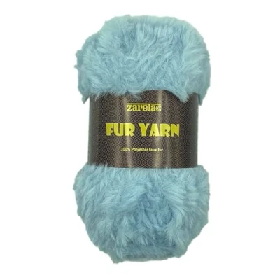 Image of Zarela Faux Fur Yarn Wool 50g (114 Baby Blue)