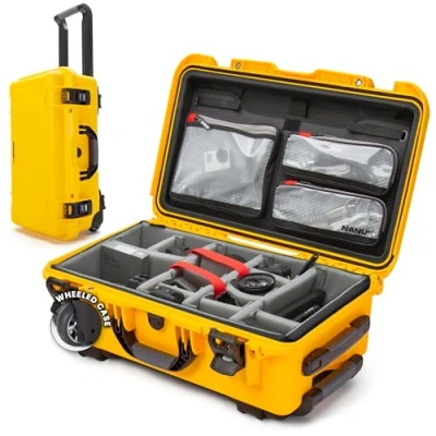 Image of Nanuk 935 Waterproof Carry On Hard Case with Wheels, Padded Divider and Lid Organizer Yellow