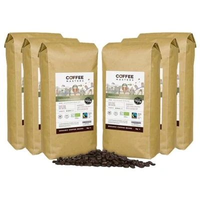 Image of Coffee Masters Peruvian Beans 6x1kg Organic Fairtrade Single Origin Arabica Roasted in the UK Ideal for Espresso Machines Great Taste Award Winner