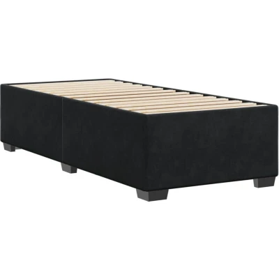 Image of vidaXL Single Bed Frame Velvet Mattress Foundation Slats for Optimal Support 90x190 cm Black Assembly Required
