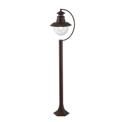 Image of 1 Light Outdoor Garden Post (1100mm Height) Rustic Brown With Clear Glass