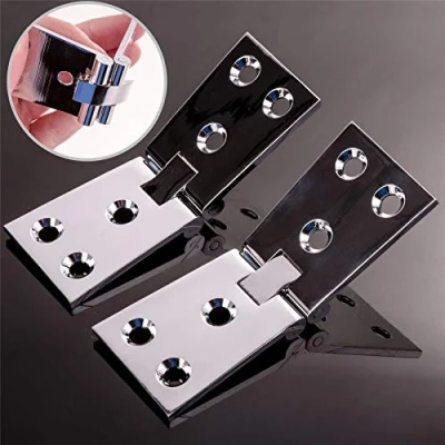 Image of Pair of Counter Flap Chrome Plated Brass Hinges, 32mm Bar/Pub