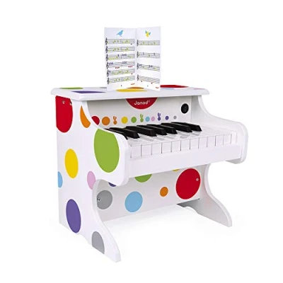 Image of Janod My First Confetti Wooden Electronic Piano Pretend Play and Musical Awakening Toy from 3 Years Old, J07618