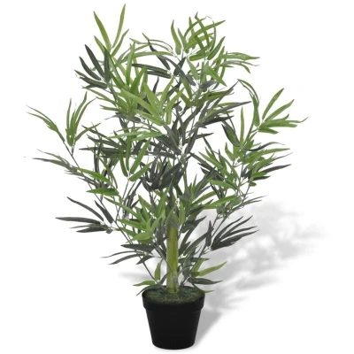 Image of vidaXL Indoor Artificial Bamboo Tree 80 cm, Realistic Office/Home Decor Plant with Pot, Easy Maintenance, 460 Polyester Leaves, Green, Lifelike &amp; Durable Design