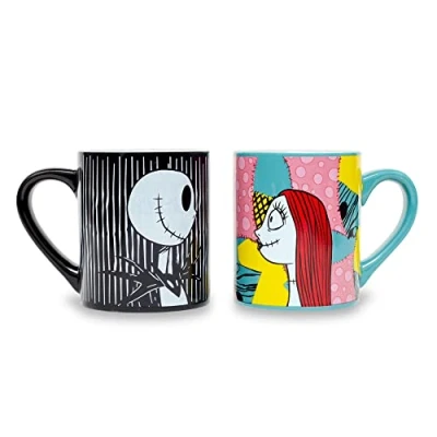 Image of Disney Nightmare Before Christmas Jack and Sally &quot;Meant To Be&quot; Ceramic Mug Set