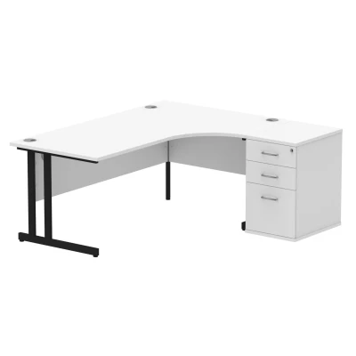 Image of Impulse 1800 RH Crescent Desk White Black Cantilever 600 High Ped