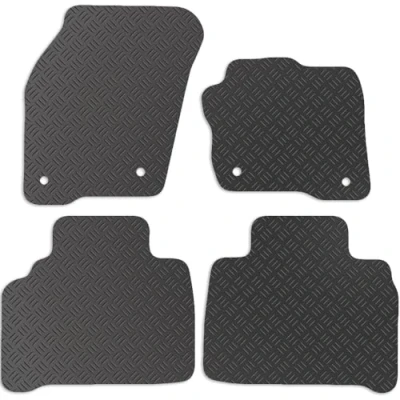 Image of Carsio Rubber Car Mats For Ford S Max 2015 to 2021 Tailored Fit Floor Mat Set Complete Accessory Black Custom Fitted All Weather &amp; Heavy Duty, Anti Slip Backing with Clips